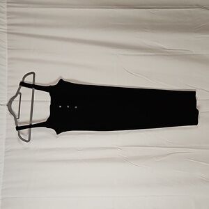 Asos Black Cotton Ribbed Midi Dress, Size 18